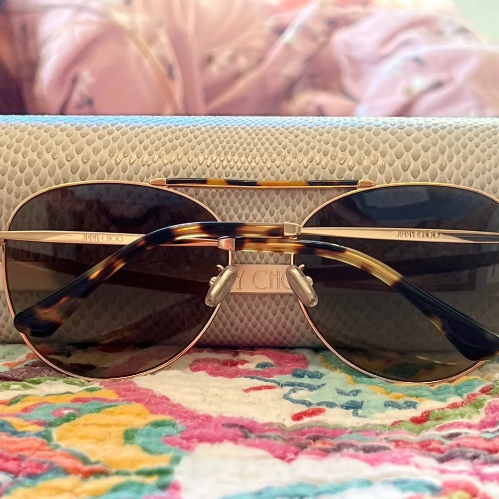 Jimmy Choo Gold Aviator Sunglasses - Picture 5 of 8